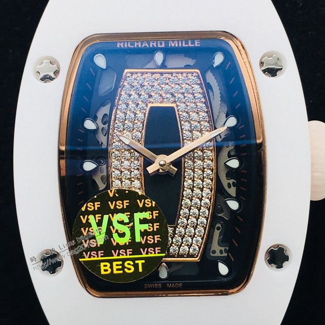 理查德米勒最新爆款bon bon系列女士腕表 白色陶瓷加上黃粉綠搪瓷錶盤  gjs2275